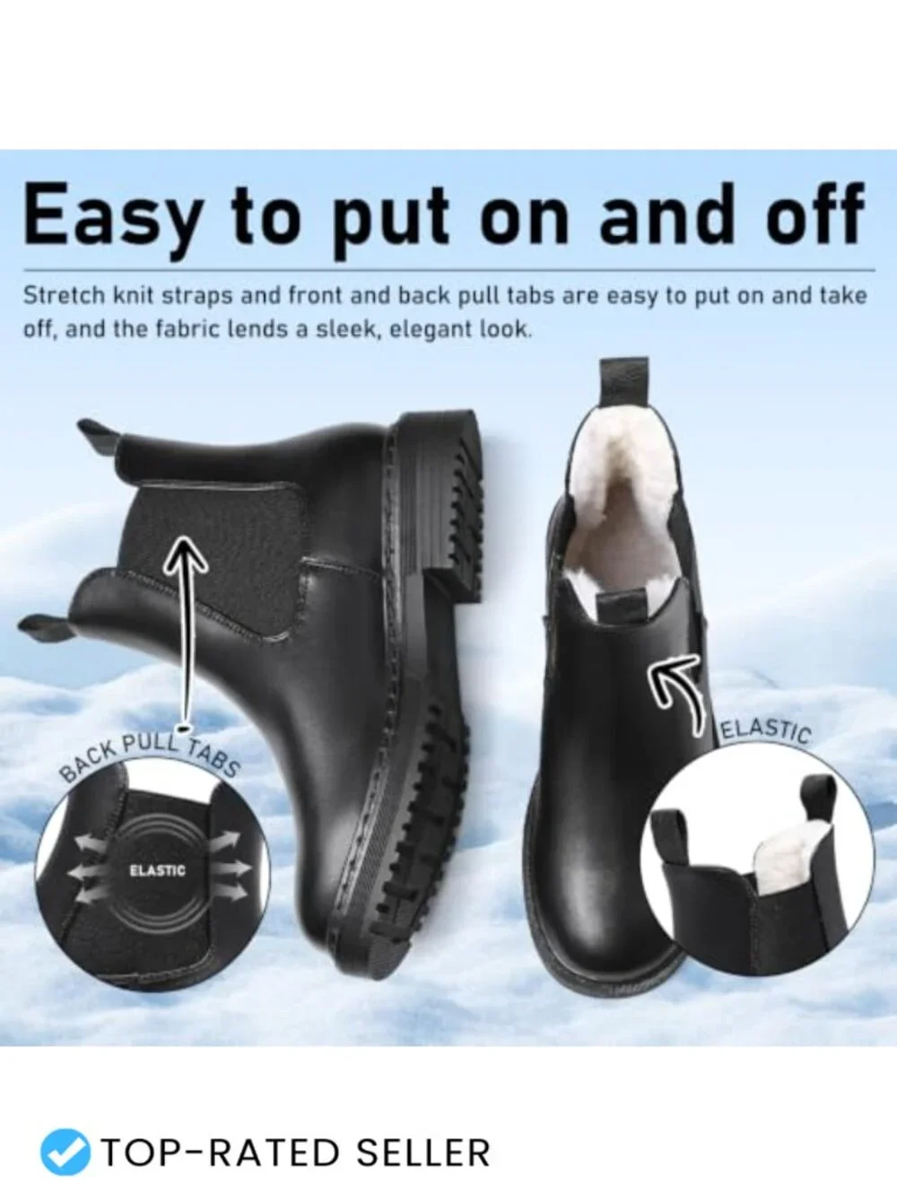Women's Winter Chelsea Boots Faux Fur Lined Chunky Lug Ankle Booties
